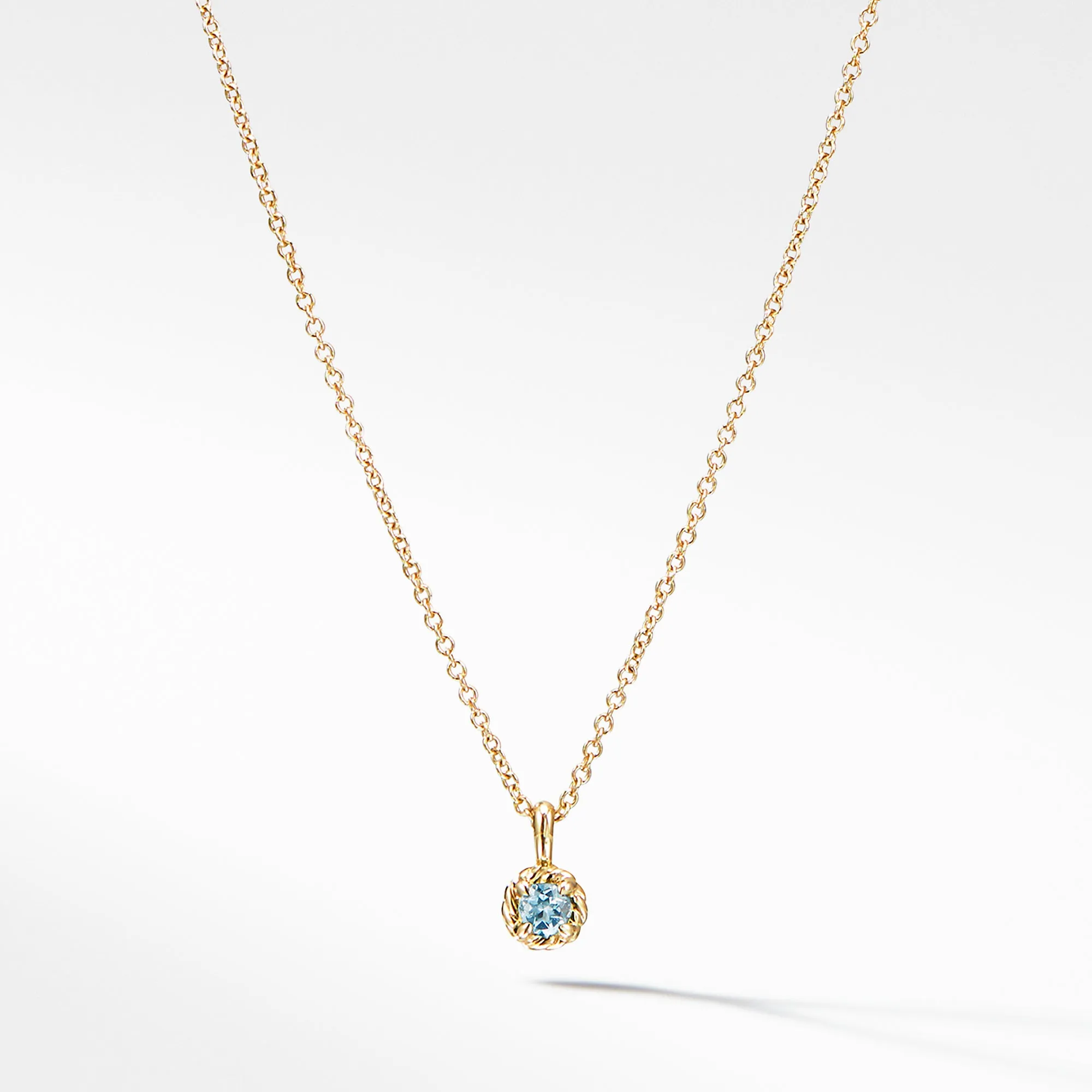 Cable Collectibles® Kids Necklace Birthstone Necklace with Aquamarine in 18K Gold, 3mm