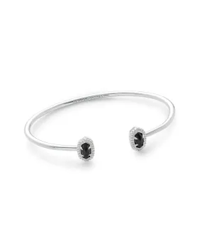 Calla Rhodium - Black Opaque Glass Bracelet