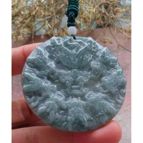 Certified Green Burma Natural A Jade Jadeite Pendant 8 Dragon Circle Necklace