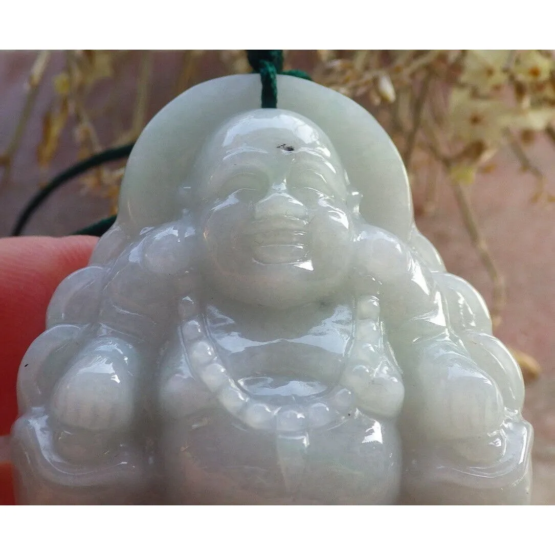 Certified Green Burma Natural A Jade Jadeite Pendant Buddha God Coin Necklace