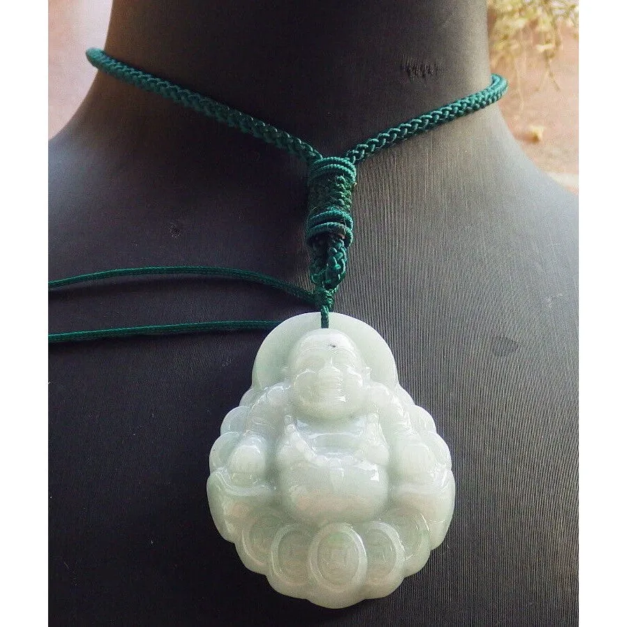 Certified Green Burma Natural A Jade Jadeite Pendant Buddha God Coin Necklace