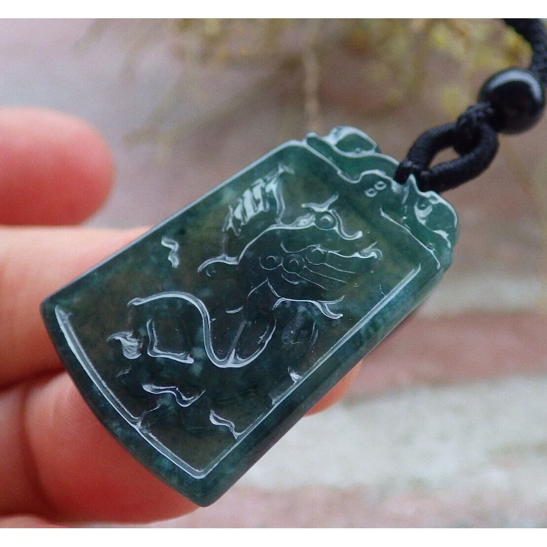 Certified Green Burma Natural A Jade Jadeite Pendant Phoenix Necklace