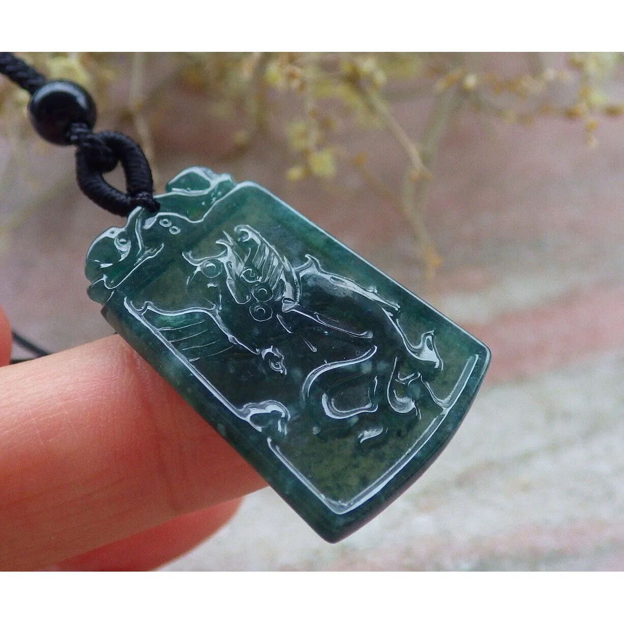 Certified Green Burma Natural A Jade Jadeite Pendant Phoenix Necklace