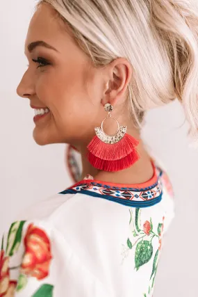 Chic And Steady Earrings In Coral