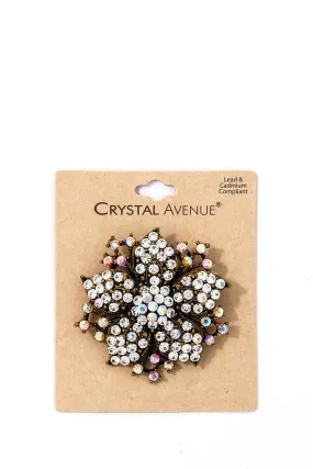 Chic Fashion Multi Rhinestone Flower Brooch