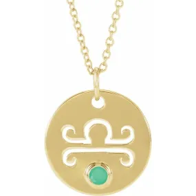 Chrysophrase Libra Zodiac Disc 16-18" Necklace