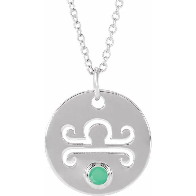 Chrysophrase Libra Zodiac Disc 16-18" Necklace