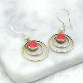 Circles Coral Earrings