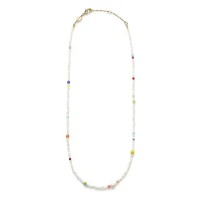 Confetti Gem Necklace, White Shell