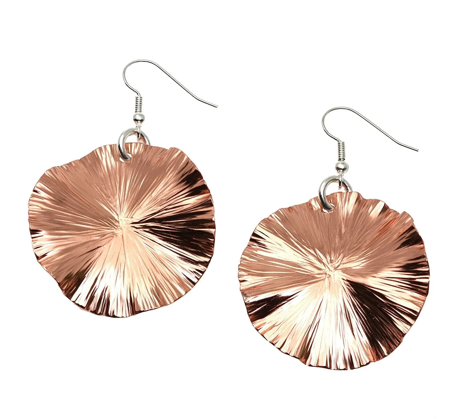 Copper Lily Pad Earrings - Medium