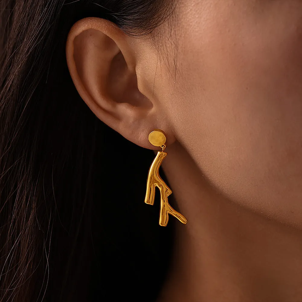 Coral Branch styled Gold Drop Earring JLT12950