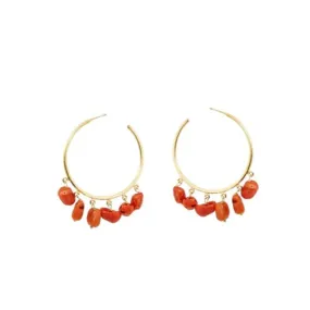 Coral Reef Hoop Earrings Gold Plated