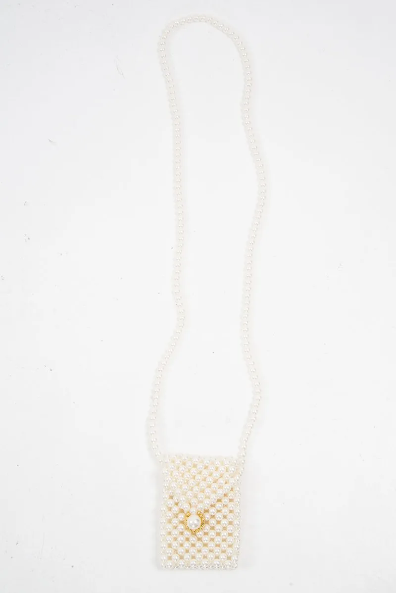 Cream Pearl Mini Brooch Detail Cross Body Bag - Jocelyn