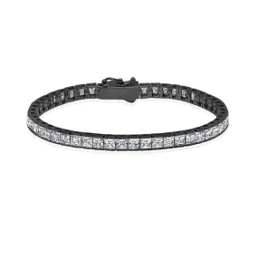 Crislu Black Rhodium Sterling Silver Square Cubic Zirconia 8.5-inch Tennis Bracelet