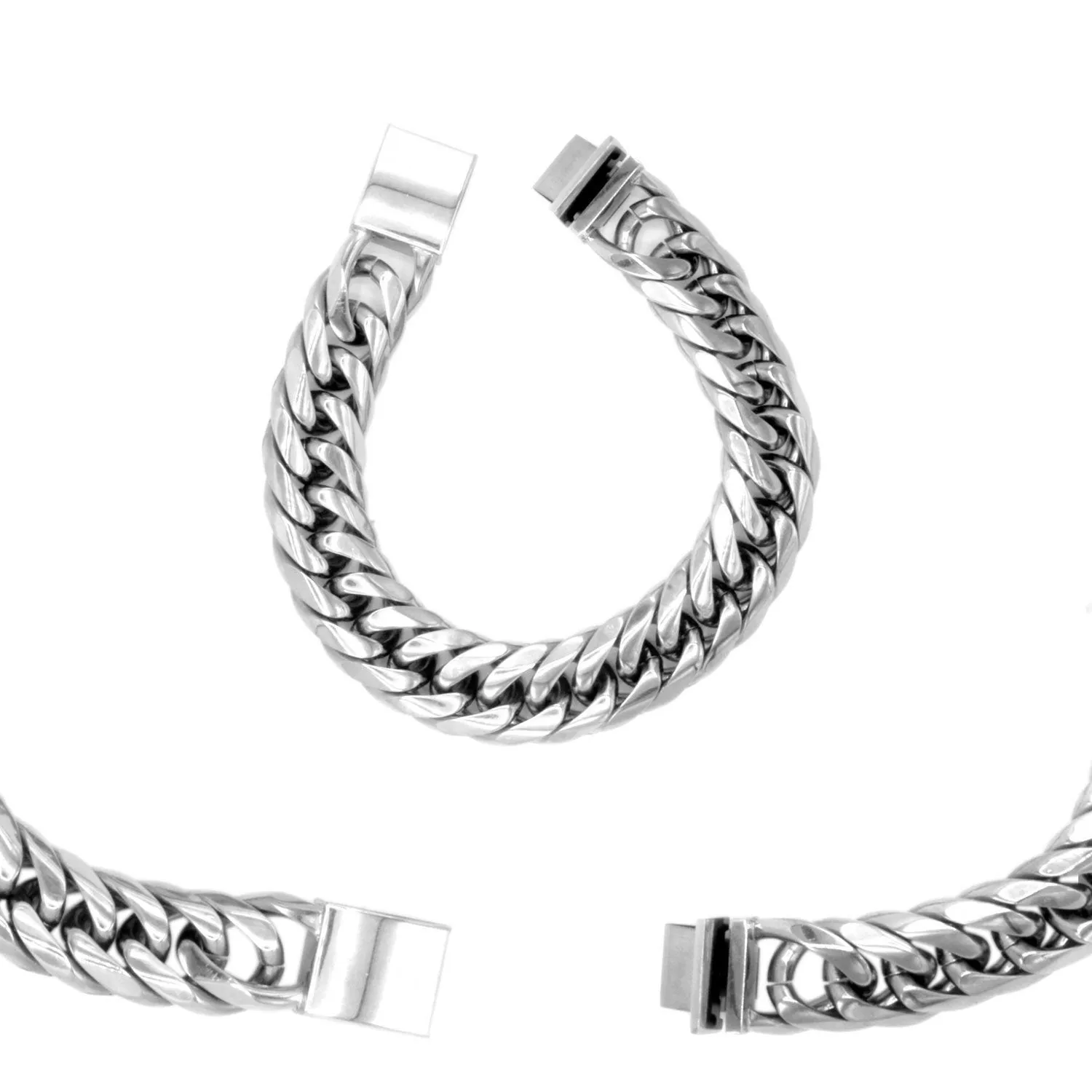 Cuban Link Chain Bracelet Miami Cuban Stainless Steel Double Link