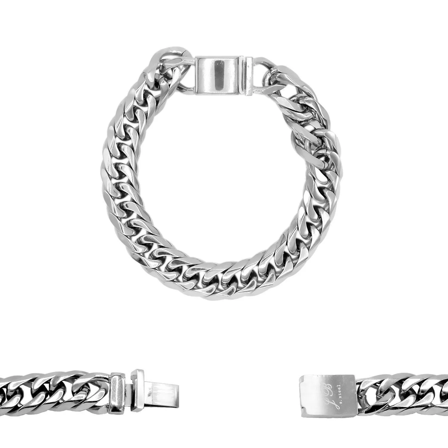 Cuban Link Chain Bracelet Miami Cuban Stainless Steel Double Link