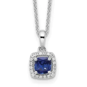 Cushion Cut Gemstone and Diamond Pendant Necklace - Emerald, Ruby or Sapphire