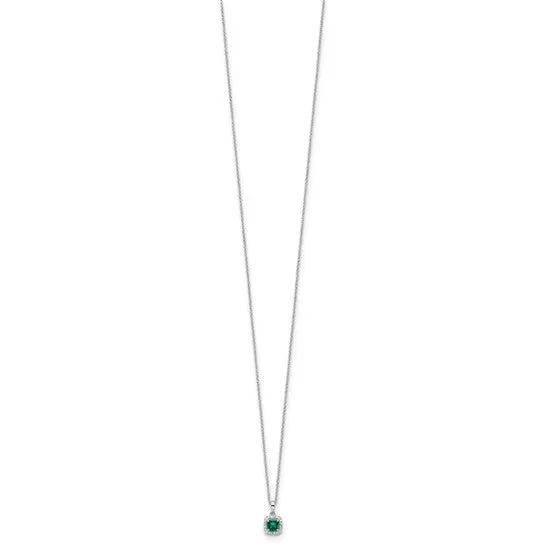 Cushion Cut Gemstone and Diamond Pendant Necklace - Emerald, Ruby or Sapphire