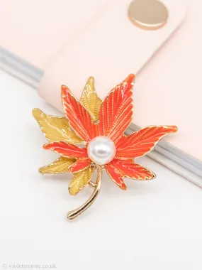 Cute Pearl Leaf Brooch