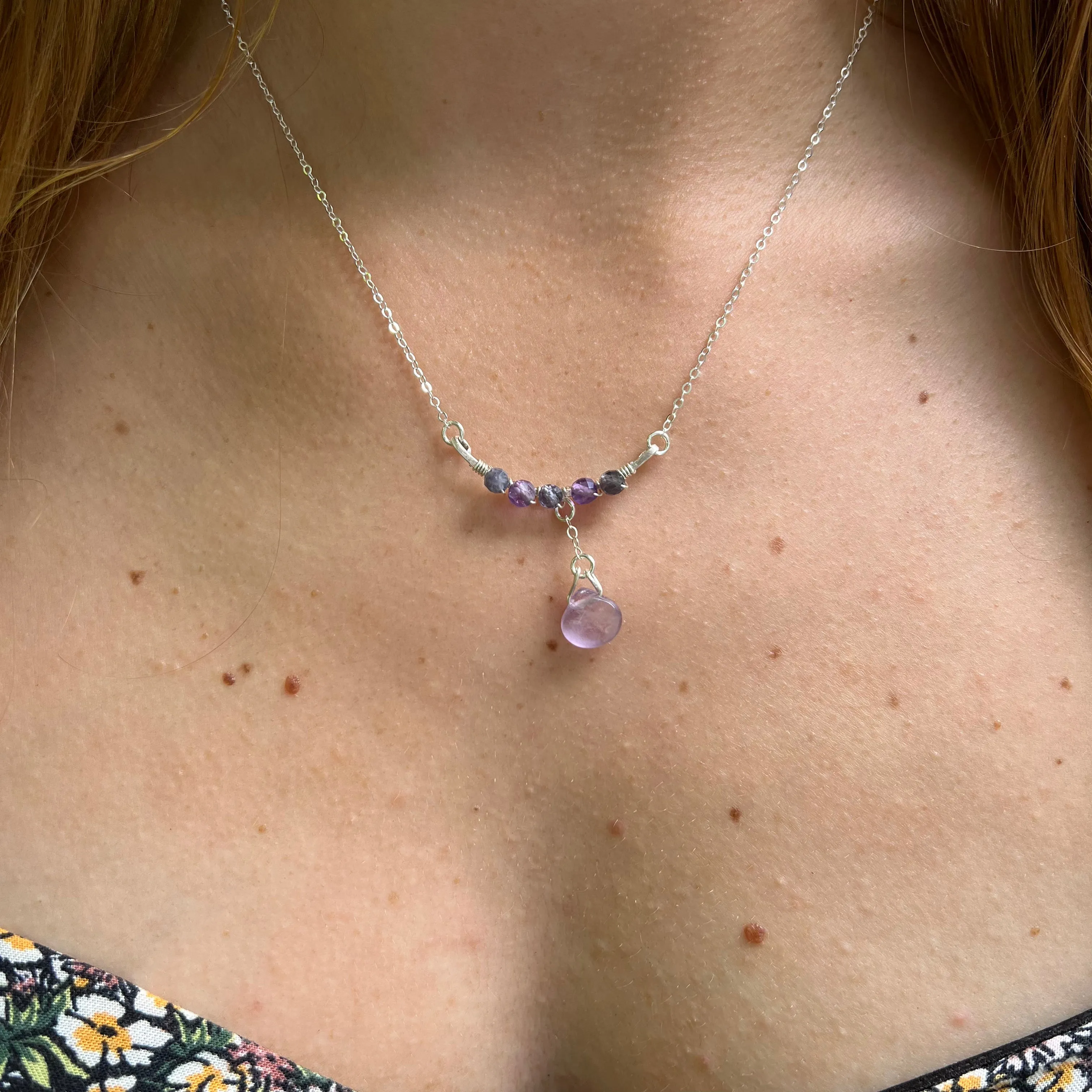 Dainty Amethyst & Iolite Necklace in Sterling Silver - Ready to Ship