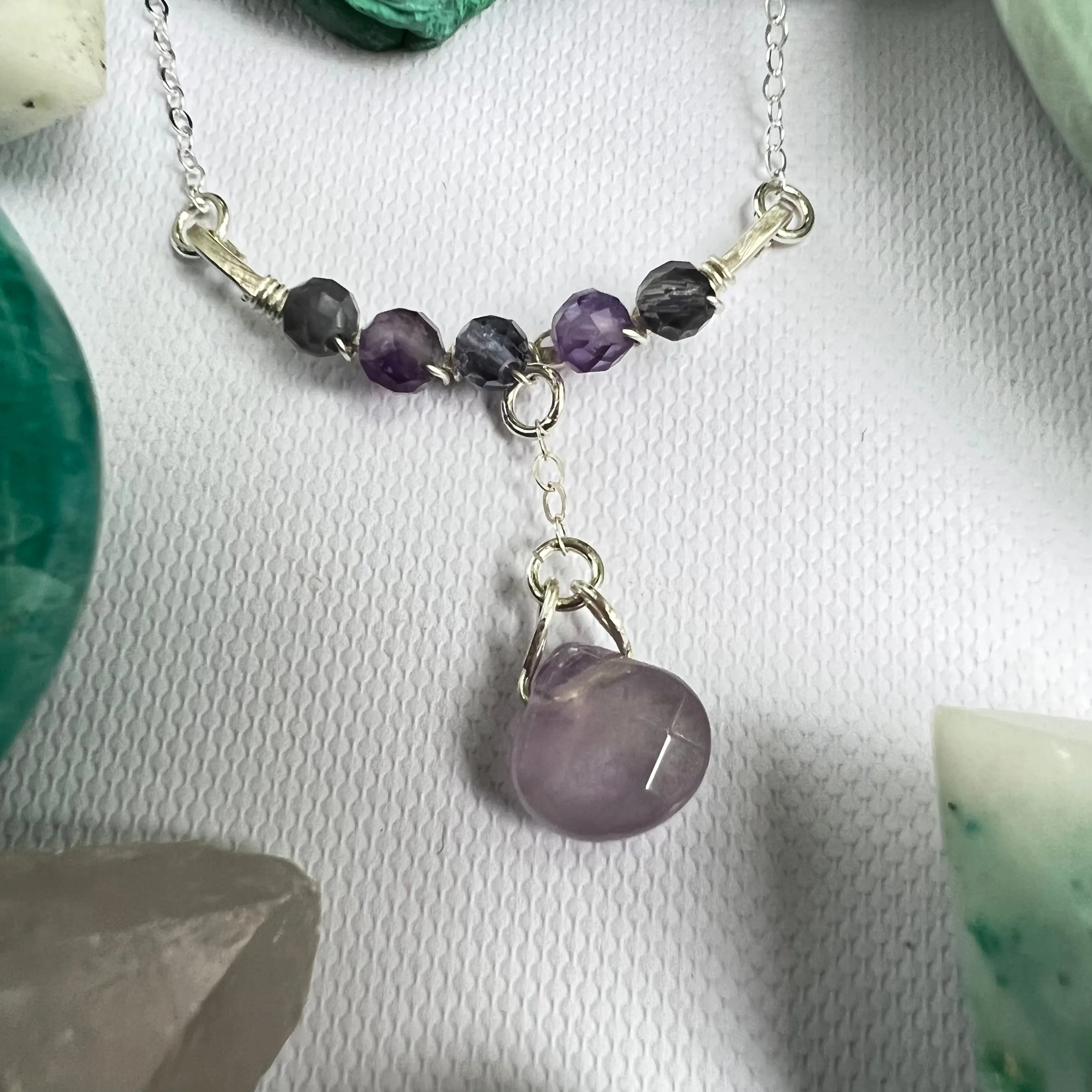 Dainty Amethyst & Iolite Necklace in Sterling Silver - Ready to Ship