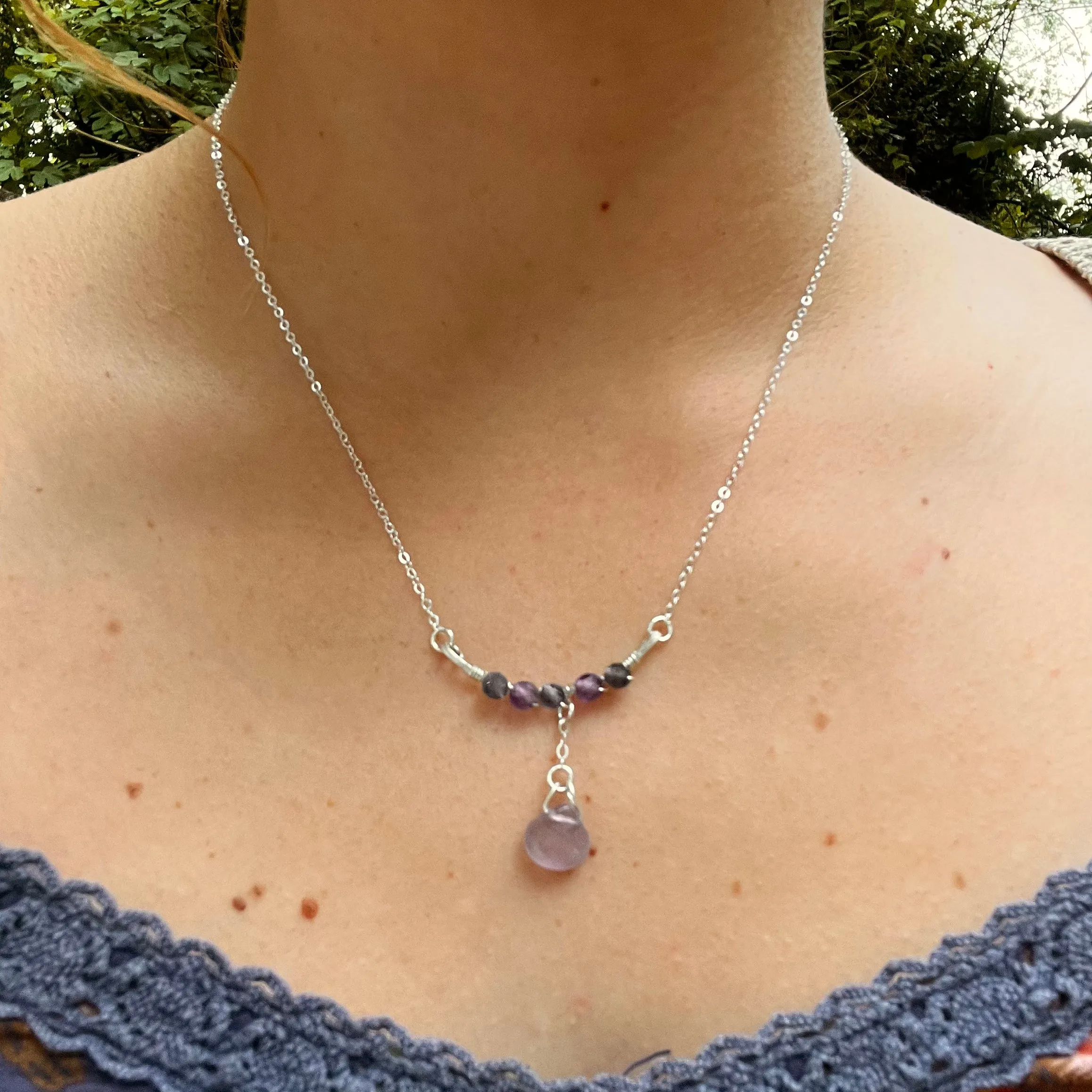 Dainty Amethyst & Iolite Necklace in Sterling Silver - Ready to Ship