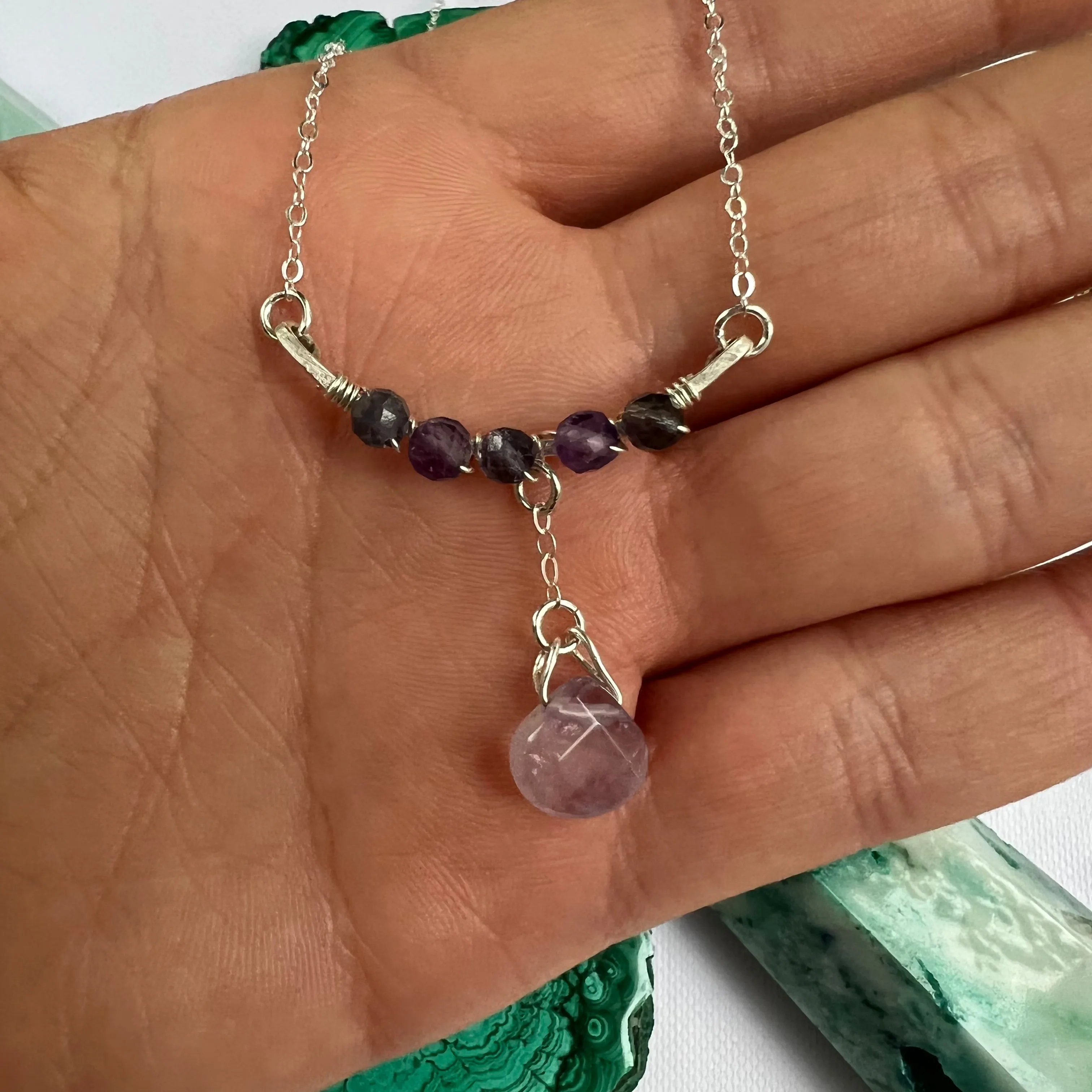 Dainty Amethyst & Iolite Necklace in Sterling Silver - Ready to Ship