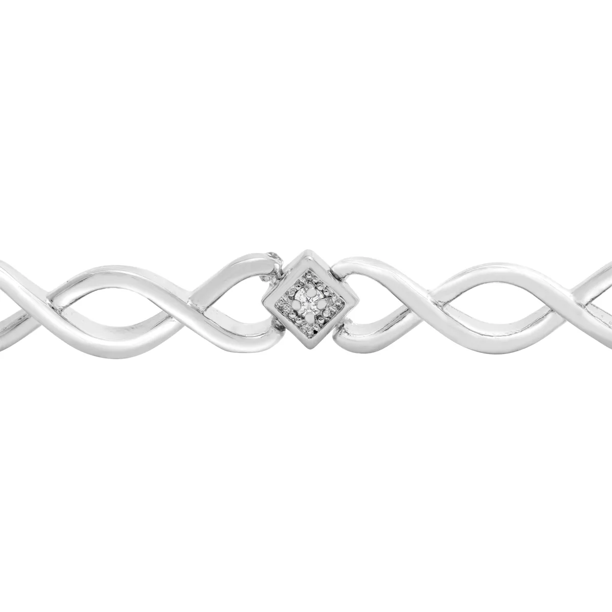 Dainty Diamond Accent Bracelet, Platinum Overlay, 7 Inches - Ships Same/Next Day!