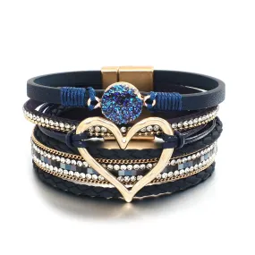 'Dalgu' Heart Charm Cuff Bracelet - blue