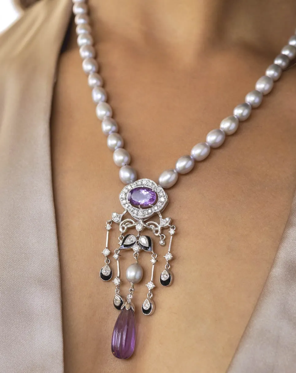 Deco Amethyst Necklace Set