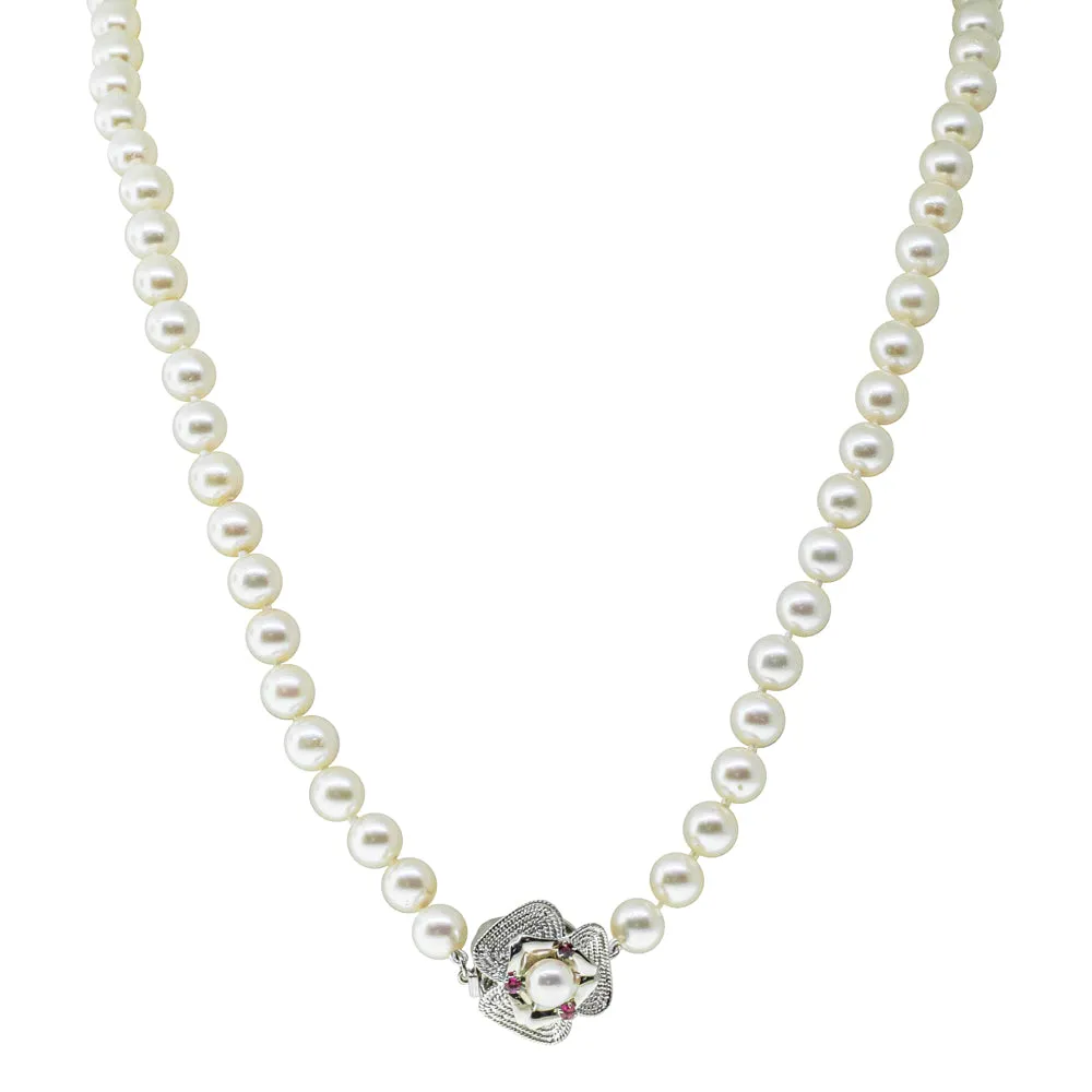 Deja Vu 14ct White Gold Akoya Pearl Strand with Ruby