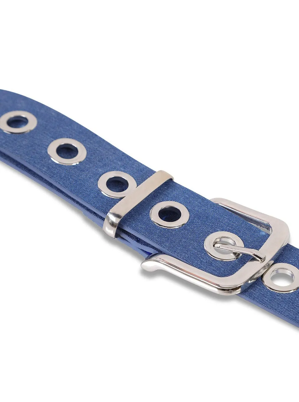 Denim Eyelet Belt in Blue