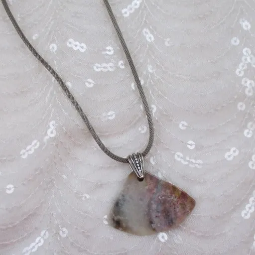 Designer Cut Moss Agate Gemstone Big  Pendant Necklace