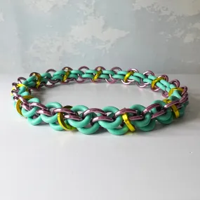 Diagonal Rope Bracelet Mini Kit with FREE Video - Aqua, Rose & Yellow