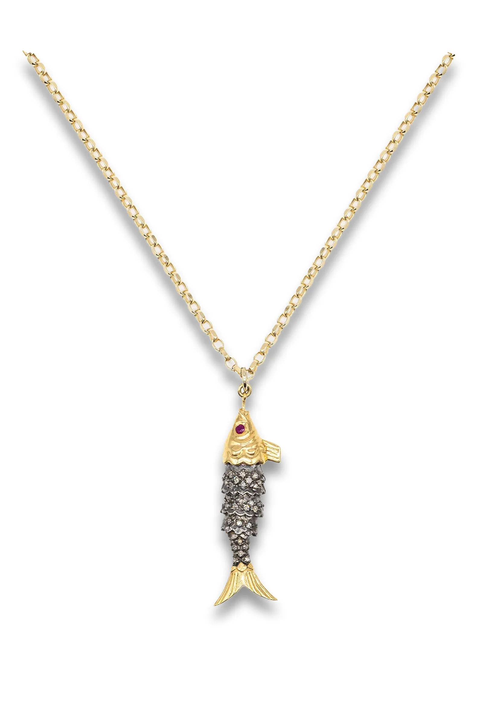 Diamond & Ruby Fish Necklace