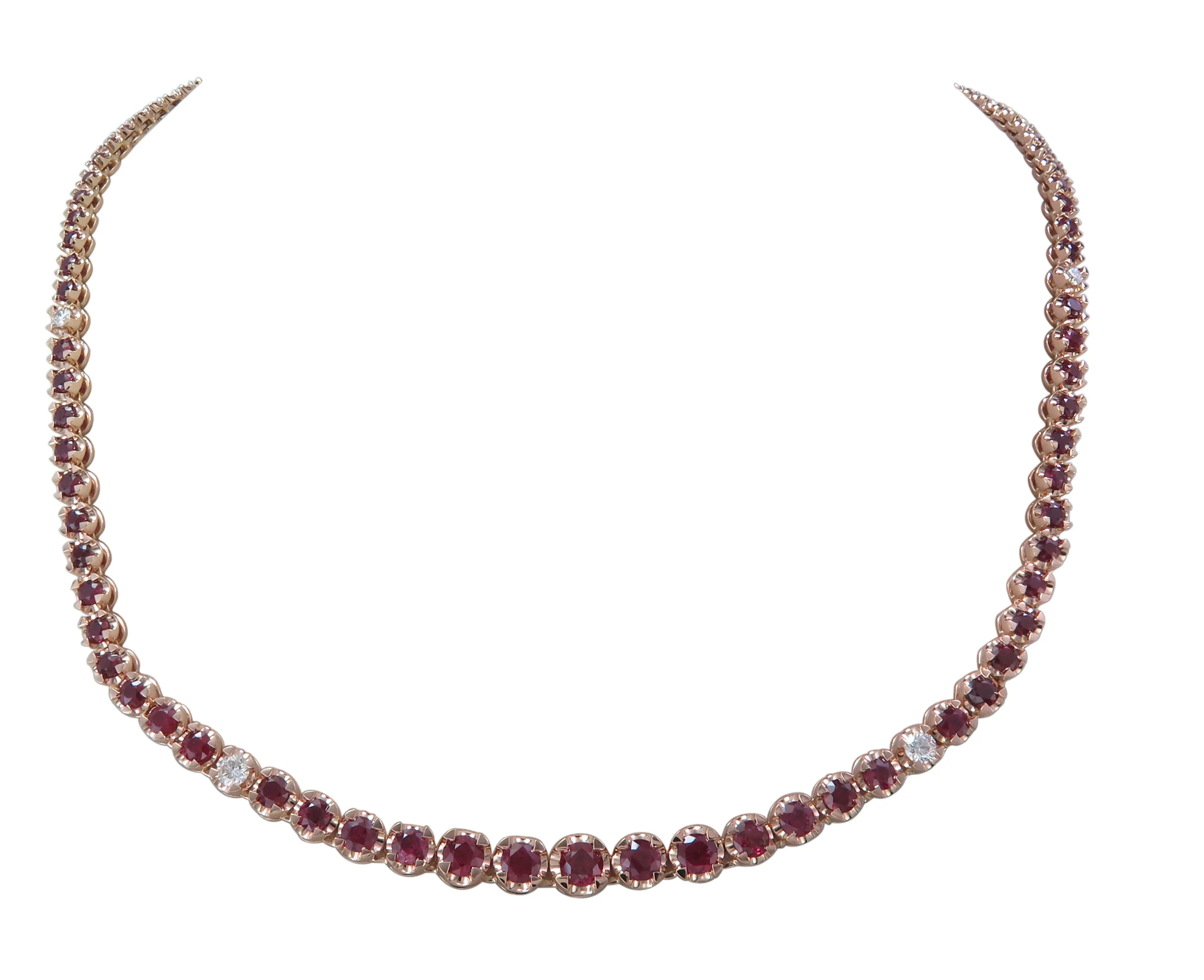 Diamond & Ruby Tennis Riviera Gradual Statement Necklace 8.13ct t.w.