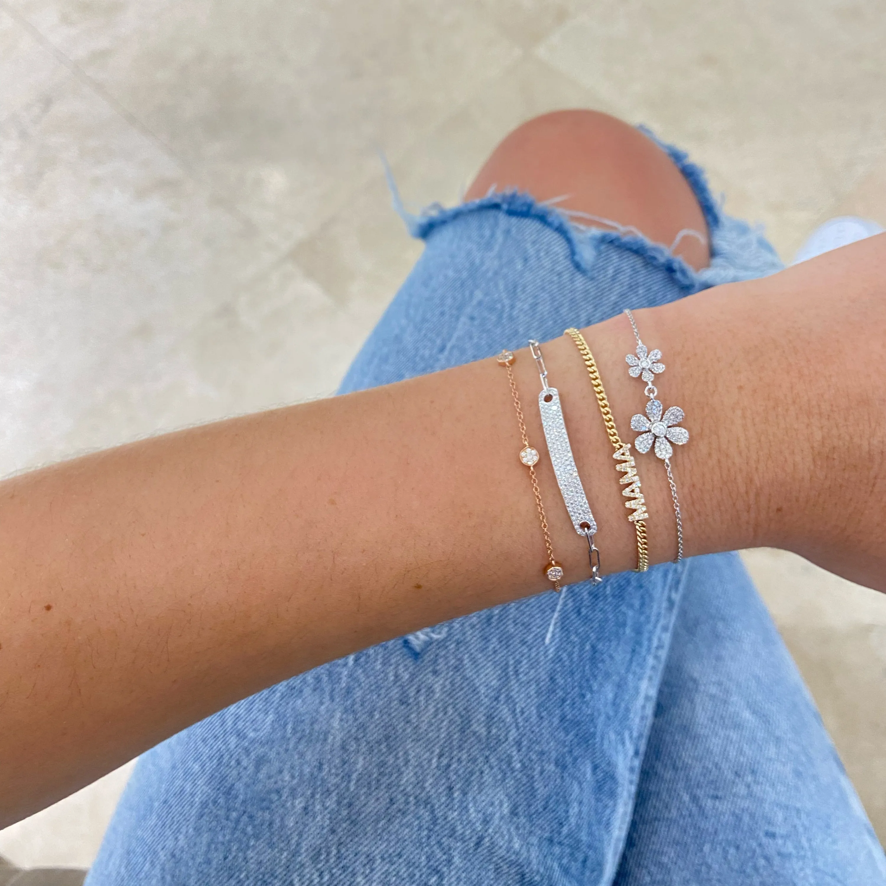 Diamond Double Daisy Bracelet