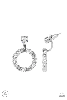 Diamond Halo - White Earrings - Paparazzi Accessories