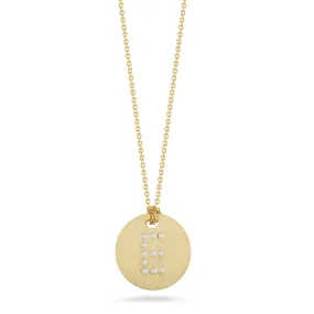 Disc Pendant with Diamond Initial E