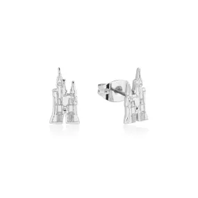 Disney Princess Cinderella Rhodium Plated Castle Stud Earrings