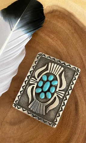 DONOVAN KINSEL Sterling Silver & Kingman Turquoise Belt Buckle