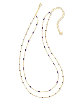 Dottie Multi Strand Necklace in Gold/Amethyst