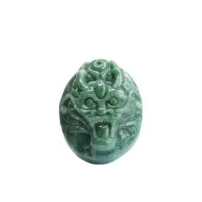 Dragon Head Oval Jade Pendant crafted in Sterling Silver - Fortune's Favor Collection