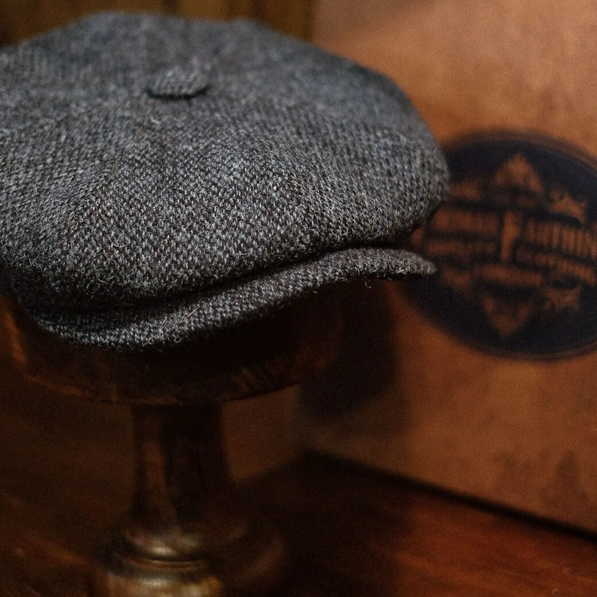 Eight Piece Light Blue Harris Tweed Wool Newsboy Cap