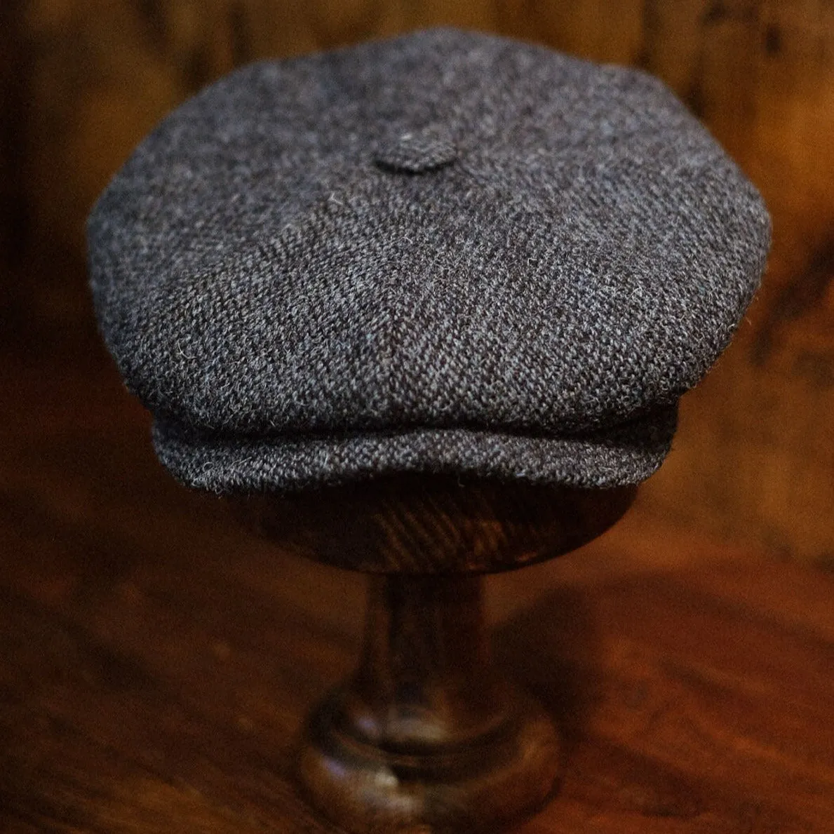 Eight Piece Light Blue Harris Tweed Wool Newsboy Cap