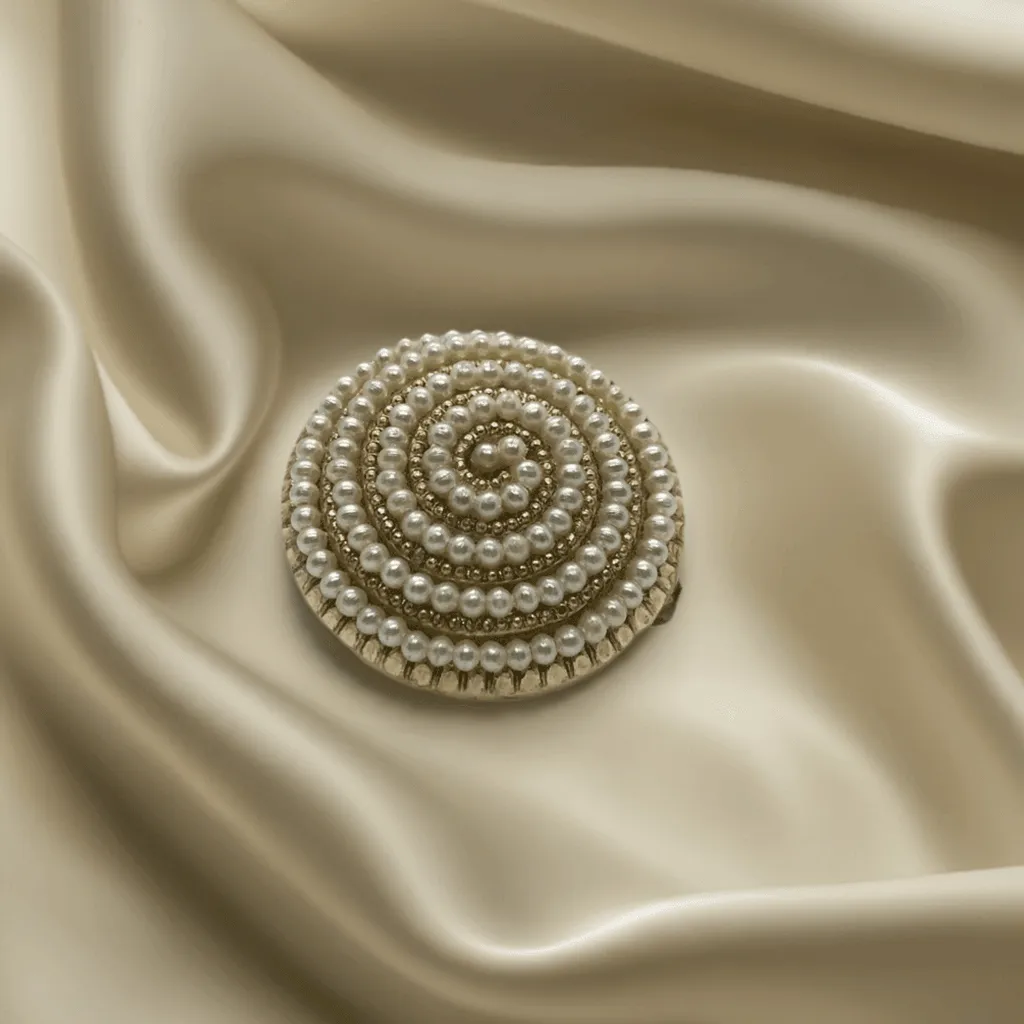 Elegant Circular Vintage Faux Pearl German Brooch