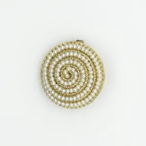 Elegant Circular Vintage Faux Pearl German Brooch