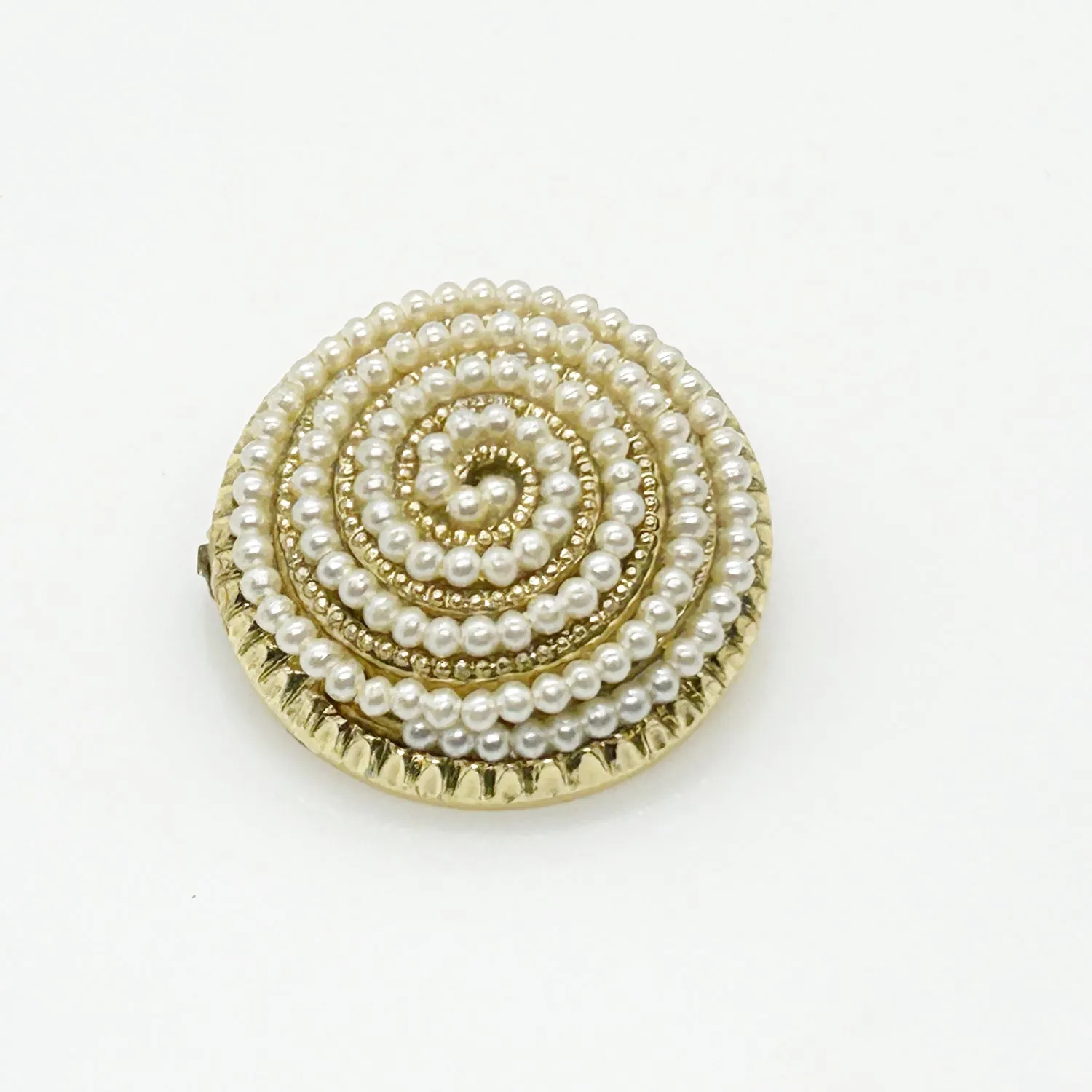 Elegant Circular Vintage Faux Pearl German Brooch