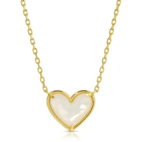 Elizabeth Stone Oh My Heart Mother of Pearl Necklace in Gold