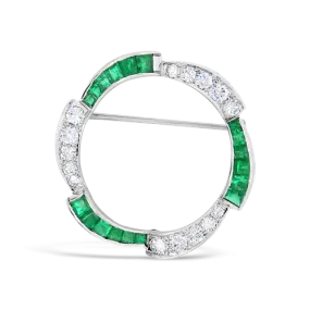 Emerald & Diamond Estate Wreath Brooch